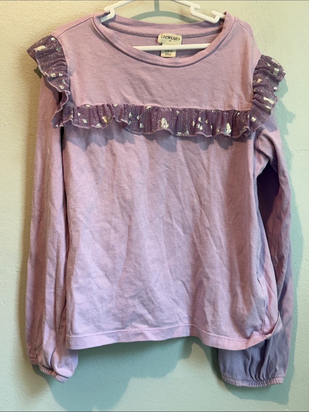 Crewcuts Factory J Crew Small 6 Girls' Lavender Ruffle Long-Sleeve Top